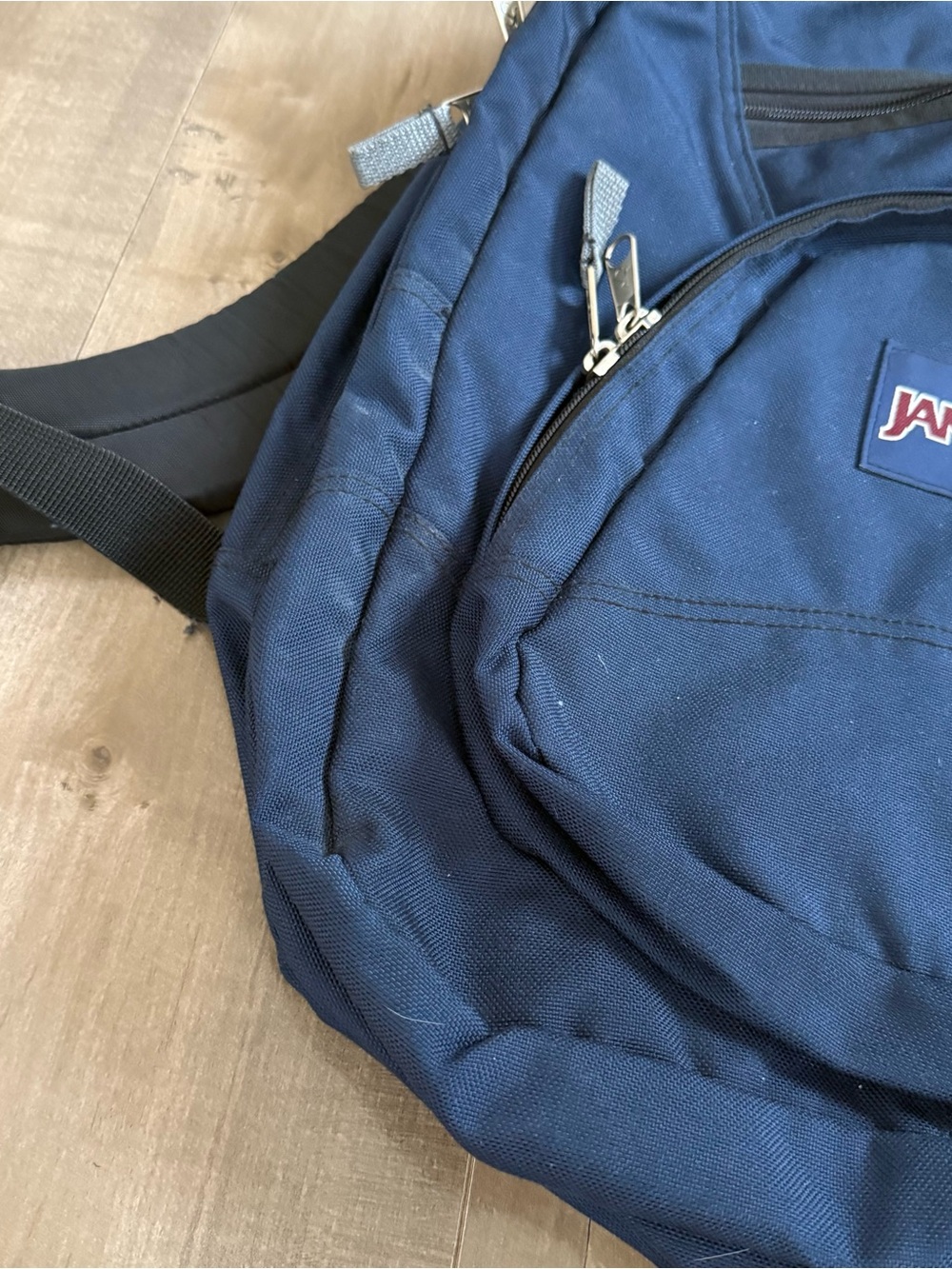 JanSport Backpack Navy Blue Unisex Back to School Large Adjustable Zip - Picture 2 of 10